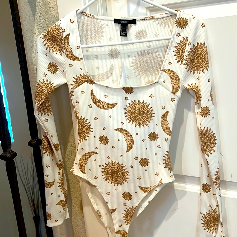 Forever 21- Sun , Moon &Stars White Bodysuit